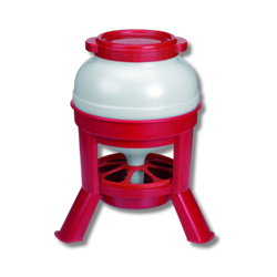 Little Giant® Plastic Dome Feeder Little, Giant®, Plastic, Dome, Feeder, Miller, MFG, Livestock, Poultry, Supplies, Feeder, Large, capacity, flock, strong, heavy, duty, plastic, Easy, fill, top, fill, design, lid, screw, lid, tightly, protect, feed, elements, Three, legs, easily, assembled, base, ground, Feed, Saver, Ring, minimizes, spillage, prevents, wasted, food, removed, cleaning, chickens, ducks, poultry, 35, 45, 60, lb. 