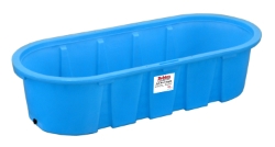 Behlen® Round-End Poly Stock Tank 300 Gal. 8x3x2 Behlen®, Round, End, Poly, Stock, Tank, Farm, Livestock, Ranch, water, trough, plastic, tanks, round, end, extra, heavy, duty, molded, rim, extra, deep, sidewall, rib, design, additional, strength, One, piece, molded, design, resists, abuse, heavy, duty, molded, in, aluminum, drain, fitting, 1¼", drain, plug, longer, life, FDA, food, grade, approved, tested, -20° F, corrosion, free, impact, resistant, recyclable, UV, protected, Three, 3, Year, Manufacturer, Warranty, Blue, color 