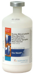 Vira Shield® 6 - 250mL/50 Dose Vira Shield® 6, Elanco, Novartis, Cattle, vaccines, Livestock, supplies, killed, vaccine, Bovine, Rhinotracheitis, Virus, Diarrhea, Parainfluenza, 3, Respiratory, Syncytial