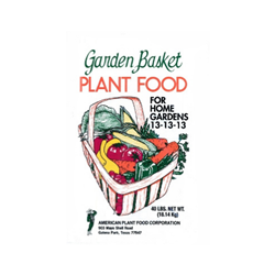 Garden Basket 13-13-13 Garden Basket 13-13-13, American, Plant, Food, fertilizer, vegetable, 13-13-13, added, Magnesium, Sulfur, Iron, Zinc, ideal, before, planting, side, dress, growing, higher, rates, leafy, vegetables, lettuce, cabbage, spinach, lower, tomatoes, squash, Water, well, fertilizing, lose, dark, green, color, maturity
