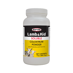 Durvet® Lamb & Kid Colostrum Powder Durvet, Lamb, Kid, Colostrum, Powder, 9, oz, nutritional, product, newborn, goat, sheep, live, viable, natural, occurring, microorganisms, dried, milk, vitamins, health, care, stock, supplies, trace, minerals, beneficial, protein, anitbodies 