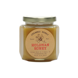 Holdman Honey© Creamed Raw Honey Holdman, honey, Creamed, Raw, Honey, pure, 13, oz, seguin, bexar, molasses, rich, juicy, local, citrus