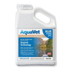Durvet® AquaVet Blue Pond Dye AquaVet® Blue Pond Dye, Durvet, pond management, Made in the USA,  SUSPEND™ TECHNOLOGY, pond bluing, blue depth enhancing, pond depth protection