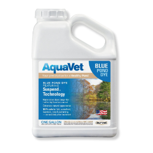 Durvet® AquaVet Blue Pond Dye AquaVet® Blue Pond Dye, Durvet, pond management, Made in the USA,  SUSPEND™ TECHNOLOGY, pond bluing, blue depth enhancing, pond depth protection