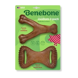 Benebone® Dental Chew & Wishbone Bacon 2-Pack Chew Toy 