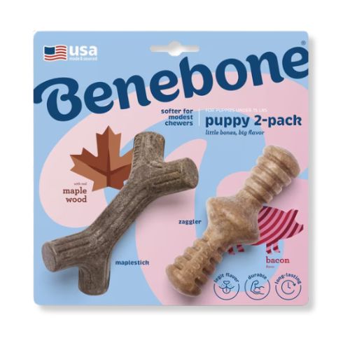  Benebone® Puppy 2-Pack Maplestick & Zaggler Bacon Flavor 