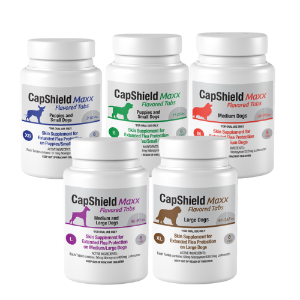 RNA® CapShield Maxx Flavored Tablets for Dogs CapShield Maxx, CapShield Maxx flea tablets, dog flea treatment, oral flea treatment for dogs, flea pills for dogs, monthly flea prevention, fast acting flea killer, kill fleas in 30 minutes, Nitenpyram flea treatment, Lufenuron IGR flea control, flea sterilization for dogs, dog flea tablets beef flavored, flea prevention for puppies, flea control for dogs USA, long term flea prevention dogs, flea lifecycle control dogs, made in USA flea treatment