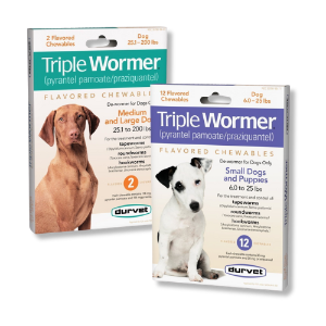 Durvet® Triple Wormer™ Durvet® Triple Wormer™, Pet Supplies, Dog supplies, Dog wormer, puppy wormer, treatment of roundworms,  canine tape worms, canine hook worms, broadest-spectrum dog dewormer, OTC dog wormer 