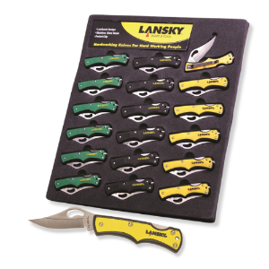 Lansky® Small Lockback Display Board Lansky Lockback Knife Display, Lansky knives,  LKN-045, everday knife, small lockback knife, pocket clip knife, 420 Stainless Steel Satin finished blade, impact resistant knife, slip resistant rubber grip knife