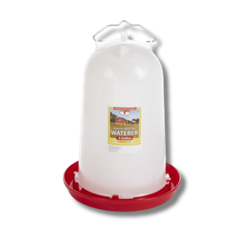 Little Giant® 3 Gallon Plastic Poultry Drinker Little Giant®, 3, Gallon, gal, Plastic, Poultry, Drinker, waterer, built-in, handle, portability, Top, durable, impact, resistant, polyethylene, transparent, water, level, Base, heavy, duty, red, color, attracts, birds, Easy, clean, 12, inch, diameter, 16, high