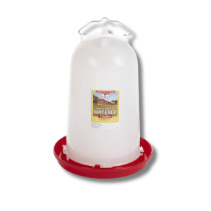 Little Giant® 3 Gallon Plastic Poultry Drinker Little Giant®, 3, Gallon, gal, Plastic, Poultry, Drinker, waterer, built-in, handle, portability, Top, durable, impact, resistant, polyethylene, transparent, water, level, Base, heavy, duty, red, color, attracts, birds, Easy, clean, 12, inch, diameter, 16, high
