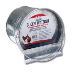 Little Giant® Galvanized Bucket Poultry Waterer Little Giant Galvanized Bucket Poultry Waterer, Chicken Coop, Chicken Supplies, Chicken Water, Little Giant, Miller Mfg, Miller Manufacturing, Hanging Waterer, Poultry Supplies, Chicken Waterer, Round Water, Galvanized, Bucket Waterer, 1 Gallon Waterer
