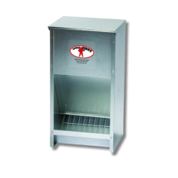 Little Giant® Galvanized High Capacity Poultry Feeder Little, Giant™, Galvanized, High, Capacity, Poultry, Feeder, Miller, MFG, Supplies, Chicken, large, tough, galvanized, steel, assembled, ready, store, dispense, 25, pounds, mash, pellet, crumble, feed, easily, mounts, wall, frame, chute, provides, steady, food, flow, feed, saver, grid, prevents, bottom, overfilling, birds, sweeping, feed, unit