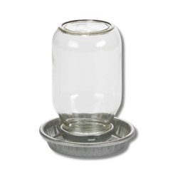 Little Giant® Mason Jar Baby Chick Waterer Little Giant™ Mason Jar Baby Chick Waterer, Miller Manufacturing, Made in the USA, gravity chick waterer, poultry waterer,  glass mason jar chick waterer, easy to fill chick waterer, 1 quart poultry waterer, heavy-duty galvanized steel base poultry waterer