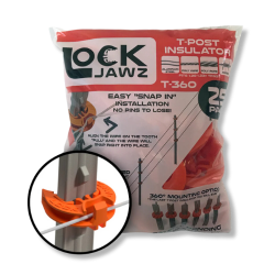 LockJawz® T-360 Electric Fence Insulators LockJawz T-360 Insulators, DARE, Ranch Supplies, Farm Supplies, Home & Garden supplies, electric fencing, barbed wire fencing, 