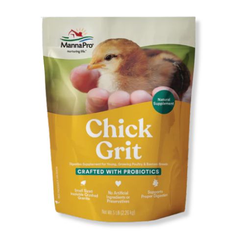 Manna Pro® Chick Grit with Probiotics Chick Grit, Manna Pro, Poultry Grit, chicken supplement, chick feed, smaller chick feed, easy-to-feed chick starter, young chickens, bantam-sized birds, chicken digestion, small-sized grit, Insoluble crushed granite,  adult poultry, poultry supplement, fowl