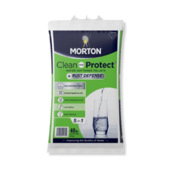 Morton® Clean and Protect™ + Rust Defense Morton, Clean, Protect, Plus, Rust, Defense, water, softener, pellets, salt, bathroom, kitchen, drinking, laundry, long, lasting, easy, 40