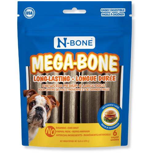 N-Bone® Mega-Bone Long-Lasting Chew Cheeseburger Flavor 6 count 