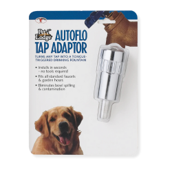 Pet Lodge® Autoflo Tap Adaptor Pet, Lodge, Autoflo, Tap, Adaptor, Miller, Manufacturing, mfg, Pet, Supplies, Dog, supply, Automatic, auto, waterer, garden, hose, adapter, water, tap, little, giant, refill, fountain, cat, live, stock, feline, canine, vet, tongue, trigger, faucet, device, stainless, steel, screw, fresh, tool, easy, install, outdoor