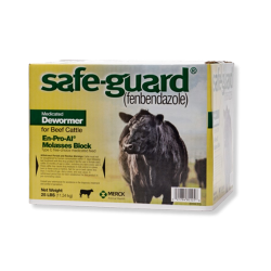 Safe-Guard® En-Pro-AL® Molasses Block Safe-Guard®, Molasses, Block, Merck, Animal, Health, livestock, Pressed, poured, cattle, dewormer, deworming, pastured, cattle, feeding, medicated, blocks, three, days, only, sole, source, salt, removal, control, Lungworms, Stomach, Brown, worm, Intestinal, worms,  Hookworm, Thread-necked, intestinal worm, Small, worms, Bankrupt, Nodular, treats, 8,000, lb., 500, lb, cattle, 1.5, lb