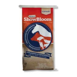 Rangen® ShowBloom ShowBloom®, FL, Emmert, Equine, Horse, supplement, nutritional, LIVESTOCK, show,feed, all-natural, benefits, fresh, brewers, yeast, natural, ingredients, minerals, program, helps, give, companion, complete, total, nutrition, protein, bloom, Aids, muscle, development, firmness, Produces, outstanding, hair, growth, shine, shiny, healthy, coat, Promotes, skin, condition, Improves, hoof, increases, intake, utilization