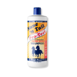 Straight Arrow® Mane n Tail Pro-Tect Medicated Shampoo Original, Mane, n, Tail®, Pro-Tect, Medicated, Shampoo, skin, problems, associated, bacteria, yeast, mold, fungi viruses, Broad-spectrum, activity, protects, against, difficult, identify, opportunistic, microorganisms, Safe, shampooing, animals, skin, injuries, including, cuts, tears, abrasions, treat, existing, skin, problems, preventative, used, regularly, pH, adjusted, formula, leaves, skin, coat, clean, conditioned, Speeds, healing, pleasant, fragrance, CATS, PUPPIES
