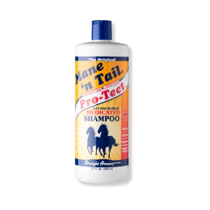 Straight Arrow® Mane n' Tail Pro-Tect Medicated Shampoo Original, Mane, n', Tail®, Pro-Tect, Medicated, Shampoo, skin, problems, associated, bacteria, yeast, mold, fungi viruses, Broad-spectrum, activity, protects, against, difficult, identify, opportunistic, microorganisms, Safe, shampooing, animals, skin, injuries, including, cuts, tears, abrasions, treat, existing, skin, problems, preventative, used, regularly, pH, adjusted, formula, leaves, skin, coat, clean, conditioned, Speeds, healing, pleasant, fragrance, CATS, PUPPIES