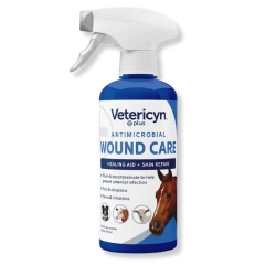 Vetericyn Plus® Antimicrobial Equine Wound & Skin Care Vetericyn, Wound, Infection, care, skin, Treat, Innovacyn, Pet, vet, stock, equine, Horse, spray, kill, bacteria, antibiotic, health, hot, spot, scratch, infection, ringworm, fungus, rain, rot, cinch, dryland, distemper, eye, conjunctivitis, heal, aid, effective, quick, affordable, long, lasting, FDA, cleared, approved, antimicrobial, resistant, strain, fungi, virus, spores, oxychloride, immune, system, build, improve, assist, help, Ph, neutral, safe, cat, feline, dog, canine, rabbit, reptile, bird, cattle, cow, calf, sheep, ovine, goat, caprine, bovine, supply, supplies, vet, trigger, 8, 3, 16, oz, ounce, bottle