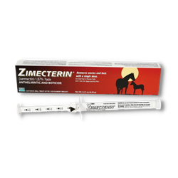 Zimecterin® Paste - 1.87% Ivermectin  ZIMECTERIN®, Ivermectin, 1.87%, Trusted, broad-spectrum, control, single, dose, controls, wide, variety, internal, parasites, bots, benzimidazole, resistant, small, strongyles, safe, adult, horses, foals, 6, weeks, age, mares, any, stage, pregnancy, Stallions, treated, fertility, Merial, syringe, Gold, 100%, Product, Satisfaction, Guarantee, Repeat, routine, 1,250-pound, 91-mcg, 200, mcg,/kg, body, weight, plunger, 250, pounds, lb, lbs, wormer, de-wormer, dewormer, deworming