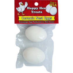 Happy Hen Treats® Ceramic Nest Eggs Happy Hen Treats® Ceramic Nest Eggs, Made in USA,  Poultry supplies, chicken supplies, Durable ceramic eggs, realistic looking ceramic eggs, encourage egg laying with ceramic eggs, dummy eggs, ceramic eggs retrain hens, broodiness test, Discourage egg pecking, white ceramic eggs, brown ceramic eggs