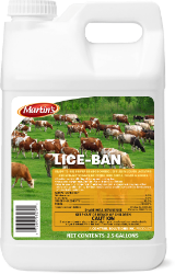 CSI® Martin’s Lice-Ban Martin’s® ,LICE, BAN, Control, Solutions, Livestock, horse, cattle, supplies, fly, control, pour, Ready, Suspension, Lactating, Non, Dairy, cattle, Beef, Calves, Horses, chewing, biting, sucking, lice, application, zero, day, pre-slaughter, withdrawal, interval, period, milk, discard, time, component, integrated, pest, management, program, alone, combination, insecticides, development, resistance, Diflubenzuron, 3.0%, Permethrin, 5.0%.