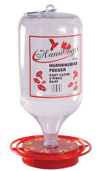 Plastic Hummingbird Feeder Plastic Hummingbird Feeder, Tubine Industries, Easy fill hummingbird feeder, large plastic hummingbird feeder, no-drip hummingbird feeder, Red ABS plastic hummingbird feeder, non-metallic hummingbird feeder, Double full ring perch bird feeder, 8 station bird feeder