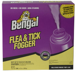 Bengal® Flea & Tick Fogger 084865552041, Bengal® Flea & Tick Fogger, Bengal, Formulated to control heavy flea infestations, Kills fleas, ticks, ants, flies, lice, Dry fogger, non-staining fogger, fogger leaves no mess and no odor,