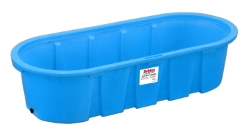 Behlen® Round-End Poly Stock Tank 300 Gal. 8'x3'x2' Behlen®, Round, End, Poly, Stock, Tank, Farm, Livestock, Ranch, water, trough, plastic, tanks, round, end, extra, heavy, duty, molded, rim, extra, deep, sidewall, rib, design, additional, strength, One, piece, molded, design, resists, abuse, heavy, duty, molded, in, aluminum, drain, fitting, 1¼", drain, plug, longer, life, tested, -20° F, corrosion, free, impact, resistant, recyclable, UV, protected, Three, 3, Year, Manufacturer, Warranty, Blue, color 