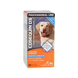 Cosequin® Ds Maximum Strength Plus MSM & Omega-3s Cosequin, Ds, Maximum, Strength, Plus, MSM, Omega, 3, NutraMax, Durvet, Pet, dog, canine, puppy, supplies, supply, supplement, joint, health, care, topical, med, vet, treat, heal, support, glucosamine, chondroitin, sulfate, cartilage, connective, tissue, aid, vitamin, daily, lifestyle, 60, count, bottle, professional, 086-40736