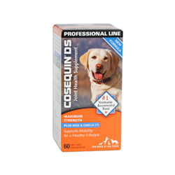 Cosequin® Ds Maximum Strength Plus MSM & Omega-3's Cosequin, Ds, Maximum, Strength, Plus, MSM, Omega, 3, NutraMax, Durvet, Pet, dog, canine, puppy, supplies, supply, supplement, joint, health, care, topical, med, vet, treat, heal, support, glucosamine, chondroitin, sulfate, cartilage, connective, tissue, aid, vitamin, daily, lifestyle, 60, count, bottle, professional, 086-40736