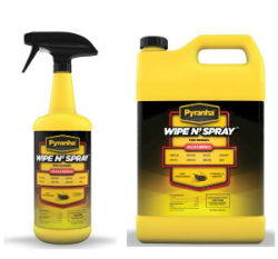 Pyranha® Wipe 'N Spray™ Pyranha® Wipe 'N Spray™, Pyranha, pyrethrum-based formula, equine fly spray, horse fly spray, ready-to-use fly spray, citronella scented equine fly spray, biting flies, mosquitoes, gnats, fleas, fly spray with lanolin, equine fly spray with coat conditioner, 791738114588, '791738114519