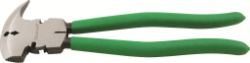 Diamond Farrier® Multi-purpose Fence Tool Diamond®, Multi, purpose, Fence, Tool, Farrier, Fence, Supplies, Ranch, fencing, home, garden, work, wooden, steel, posts, Starting, pulling, point, jaw, corrugated, hammer, head, on, Front, pulls, staples, lifts, lugs, splices, wires, Wire, stretcher, located, behind, joint, Handles, coated, green, plastic, 10"