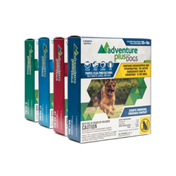 Adventure® Plus for Dogs (Topical) Adventure, Plus, Dog, Canine, Promika, Pet, Supplies, flea, tick, control, treatment, topical, killer, four, dose, immediate, relief, kills, treat, contact, eggs, larvae, infestation, protection, life, cycle, month, water, proof, resistant, effective, puppy, small, medium, large