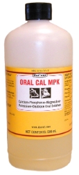 Durvet® ORAL CAL MPK Durvet®, ORAL, CAL, MPK, supplemental, nutritive, source, calcium, phosphorus, magnesium, potassium dextrose, cattle, bovine, cow, steer, calf, veal, bull, Composition, 500ml, aqueous, solution, contains, Calcium, 10.0gm, Phosphorus, 6.0gm, Magnesium, 2.8gm, Potassium, 8.0gm, Dextrose, H2O, 75.0gm