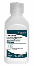 LevaMed™ Soluble Pig Wormer LevaMed™ Soluble Pig Wormer, Bimeda, Durvet, levamisole hydrochloride, swine wormer, nematode infections in swine, Large Roundworms, Ascaris suum, Nodular Worms, Oesophagostomum spp., Lungworms, Metastrongylus spp., Intestinal Threadworms, Strongyloides ransomi,  convenient pig wormer, easy-on, easy-off screw-to plastic dosing bottle, swine wormer approved by FDA,  Made in the USA