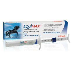 Durvet® EquiMax Apple Flavor Bimeda® EquiMax®,Durvet, EquiMax, horse, equine, supplies, dewormer, wormer, de-wormer, roundworms, tapeworms, bots, combination, ivermectin, praziquantel, safe, all, horses, foals, four, weeks, age, older, pregnant, lactating, mares, breeding, stallions, treatment, control, single, dose, Easy, use, handle, syringe, applicator, accurate, dosing, smooth, quick, dissolving, paste, treat, weighing, 1,320, lb, lbs, pound, pounds, ZIMECTERIN®, Gold Ivermectin, 1.87%, Praziquantel, 14.03% 