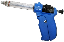 NJ Phillips Plastic Semi-Automatic Injector NJ Phillips, Plastic, Semi-Automatic, Injector, Cattle, Pigs, Sheep, 5, fixed, dose, settings, Cost, effective, reliable, durable, Built-in, needle, magazine, Ergonomic, fingertip, action, reduces, hand, strain, Equipped, high, strength, crystal, clear, long, lasting, barrel, animal, health, formulations