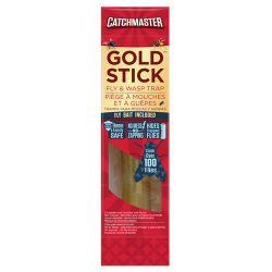 Catchmaster® Gold Stick™ Fly Trap Catchmaster®, Gold, Stick™, Fly, Trap, Neogen, Home, Garden, Supplies, Barn, catcher, killer, repellant, inconspicuous, control, homes, garages, offices, kitchens, laboratories, stables, barns, inside, garbage, cans, containers, Multi, Bait, Attractant, designed, attract, multiple, species, traps, window, sills, hang, high, activity, remain, effective, months, Non-Toxic, Bait, Indoor, outdoor, Hook, hanging, ready, Use, disposable, 10 ½"