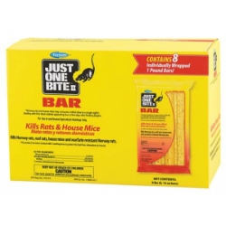 Just One Bite® II Bar Just One Bite® II Bars, Farnam, Central Life Sciences, mouse bait, rat bait, mouse killer, rat killer, Bromadiolone, second-generation anti-coagulant rodenticide, one feeding mouse bait, roof rat killer, mouse bait for Norway rats, house mice bait, indoor and outdoor rat bait, house mouse control, EPA Risk Mitigation Compliant