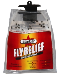 FlyRelief™ Trap FlyRelief™ Trap, Giant FlyRelief™ Trap, Farnam, Central Life Sciences, Starbar, fly control, perimeter fly control, Insecticide-free disposable fly traps, fly attractant, Easy to use fly bags,  yard fly traps, fly trapss, fly trap for kennels, fly bags for garbage containers
