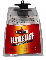 Starbar® FlyRelief Trap FlyRelief™ Trap, Giant FlyRelief™ Trap, Farnam, Central Life Sciences, Starbar, fly control, perimeter fly control, Insecticide-free disposable fly traps, fly attractant, Easy to use fly bags,  yard fly traps, fly trapss, fly trap for kennels, fly bags for garbage containers