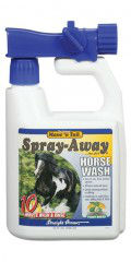 Mane n Tain® Spray-Away Horse Wash Mane n Tail®, Spray-Away, Horse, Wash, Straight, Arrow, Equine, Horse, grooming, washing, ?Safe, Gentle, Quick-Cleaning, Body, Wash, quick-cleaning, natural, plant, esters, surfactants, Cleans, thoroughly, scrubbing, safe, gentle, use, everyday, Essential, oils, proteins, condition, replenish, enhancing, coat’s, natural, shine, maintain, healthier, skin, thorough, cleaning, necessary, eliminate, fungal, bacterial, food, sources, PH, balanced, sensitive, cuts, scrapes, 32 oz, metered, sprayer, efficient, application, eliminating, waste