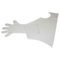 Ideal® Genia Extra Protection OB Sleeve Ideal®, Genia, Extra, Protection, OB, Sleeve, Neogen, Livestock, veterinary, equine, supplies, OB, sleeves, covering, shoulder, chest, underarm, area, held, firmly, neck, strap, feeling, during, palpation, Resistant, tearing, 48", fingertip, 1.0, mil,
