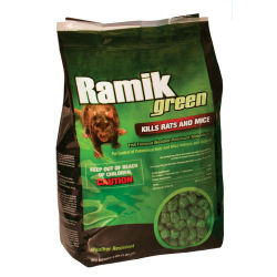 Ramik® Green 1/2” Nugget Pouch Ramik® Green 1/2” Nugget Pouch, Neogen, rat bait, mouse bait, rat killer, mouse killer, palatable bait,  sweet rat bait, long-lasting bait nugget, weather resistant bait, diphacinonea, anticoagulant